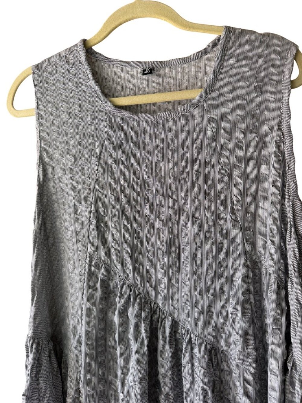 Dress to Kill Womens Seersucker Sleeveless Maxi Dress OS Gray Cotton Lagenlook - Picture 6 of 14